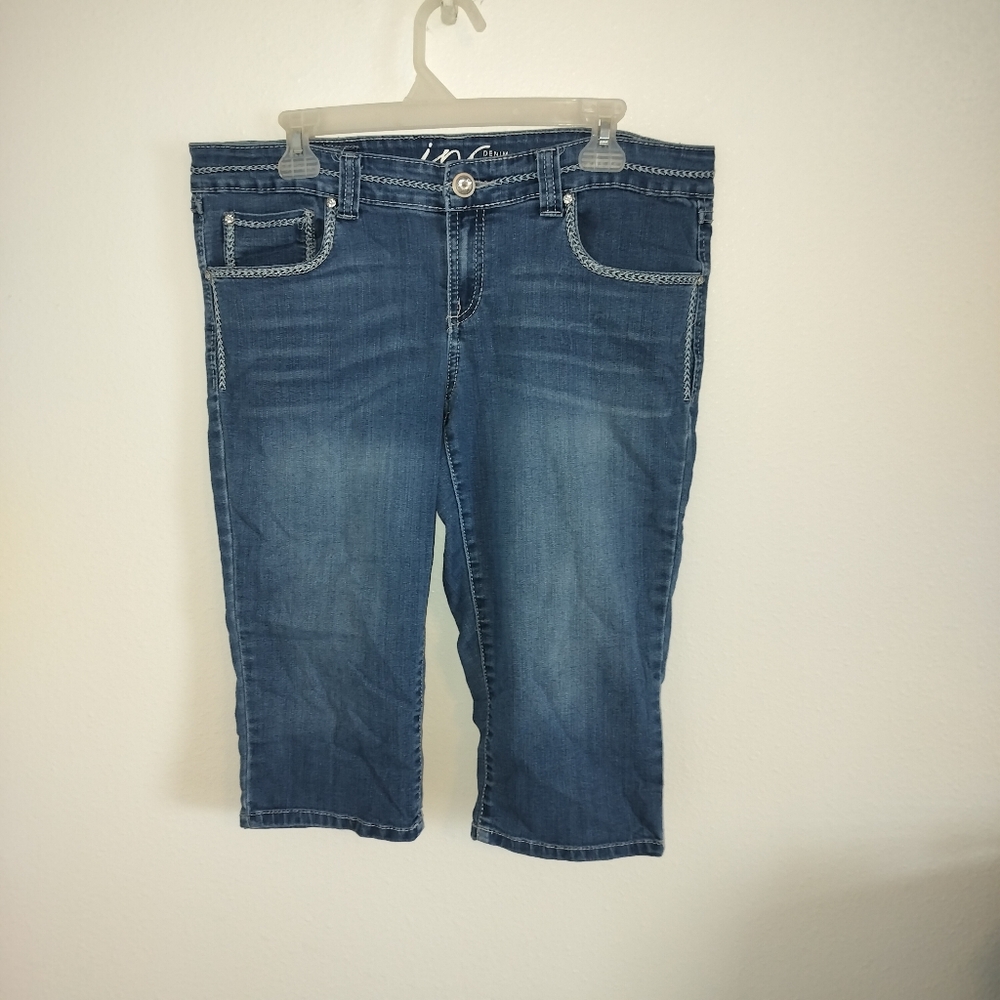 Inc Denim Womens Regular Fit‎ Capri Size 12 Blue Y2K Mallcore McBling